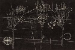 Akos Novaky: Volare, Holzschnitt, 2014