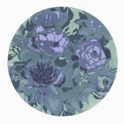 Frank Wahle: Blaue Rosen, Farblinolschnitt, 2017