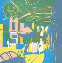 ein Farbholzschnitt von Gudrun Petersdorff