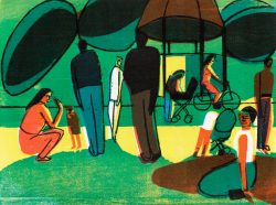 ein Farbholzschnitt von Gudrun Petersdorff