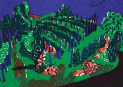 ein Farbholzschnitt von Gudrun Petersdorff