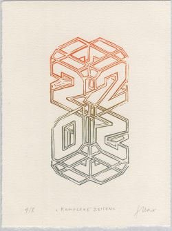 Neujahrsgrafik, Linolschnitt von Stephanie Marx