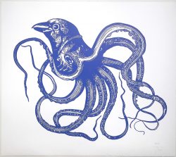 Stephanie Marx: Krakete, Linolschnitt, 2018