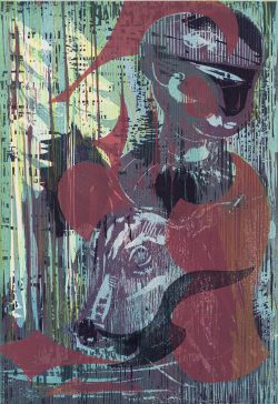 Susann Hoch: Mutterselig allein, Farbholzschnitt, 2013